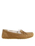 Suede Bow Faux Fur Lined Moccasin Slippers