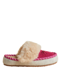 Faux Fur Embroidered Mule Slippers