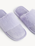 Faux Fur Cuff Mule Slippers