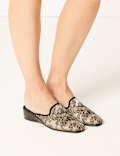 Wedge Heel Floral Print Mule Slippers
