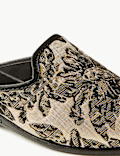 Wedge Heel Floral Print Mule Slippers