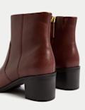 Leather Block Heel Ankle Boots