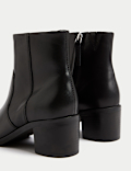 Leather Block Heel Ankle Boots
