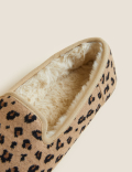 Leopard Print Faux Fur Lined Slippers