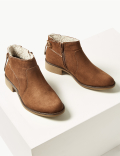 Suede Biker Block Heel Ankle Boots