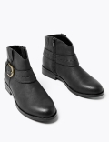 Western Buckle Ankle Boots