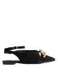 Wide Fit Chain Detail Flat Slingback Shoes