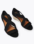 Suede Wedge Open Toe Sandals