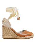 Leather Ankle Strap Wedge Espadrilles
