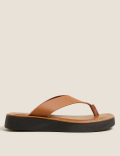 Leather Flatform Flip Flops