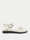 Leather Buckle Flat Sandals