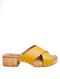 Leather Block Heel Clogs