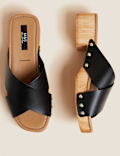 Leather Block Heel Clogs