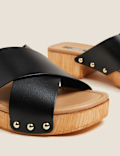 Leather Block Heel Clogs