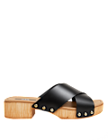 Leather Block Heel Clogs