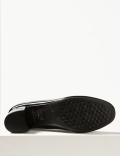 Leather Block Heel Court Shoes