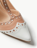 Leather Stiletto Heel T-Bar Slingback Shoes