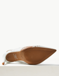 Leather Stiletto Heel T-Bar Slingback Shoes