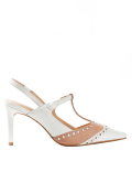 Leather Stiletto Heel T-Bar Slingback Shoes