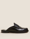 Leather Slip On Flat Mules