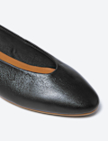 Leather High Vamp Almond Toe Pumps