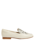 Wide Fit Leather Snake Flat Loafers