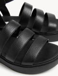 Leather Ankle Strap Flat Sandals