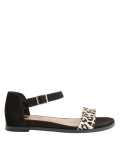Wide Fit Suede Ankle Strap Flat Sandals