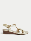 Wide Fit Leather Wedge Sandals