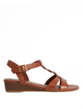 Wide Fit Leather Wedge Sandals