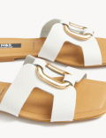Leather Ring Detail Flat Sliders