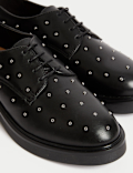 Leather Studded Lace Up Flatform Shoes