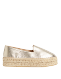 Leather Metallic Flatform Espadrilles