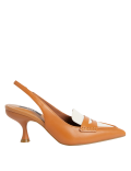 Leather Kitten Heel Pointed Slingback Shoes