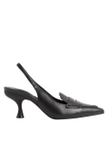 Leather Kitten Heel Pointed Slingback Shoes