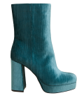 Velvet Platform Square Toe Ankle Boots