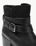 Buckle Block Heel Ankle Boots