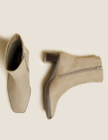 Block Heel Square Toe Ankle Boots