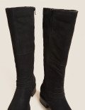 Wide Fit Leather Chunky Knee High Boots