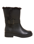Wide Fit Leather Faux Fur Trim Ankle Boots