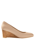 Leather Wide Fit Wedge Heel Court Shoes