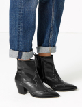 Leather Western Ankle Boots