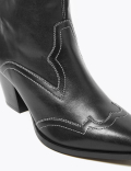 Leather Western Ankle Boots