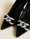 Velvet Stiletto Heel Pointed Court Shoes
