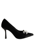 Velvet Stiletto Heel Pointed Court Shoes