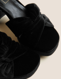 Velvet Knot Ankle Strap Platform Sandals