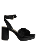 Velvet Knot Ankle Strap Platform Sandals