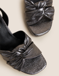 Metallic Knot Ankle Strap Platform Sandals