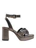 Metallic Knot Ankle Strap Platform Sandals
