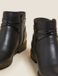 Wide Fit Buckle Flat Ankle Boots